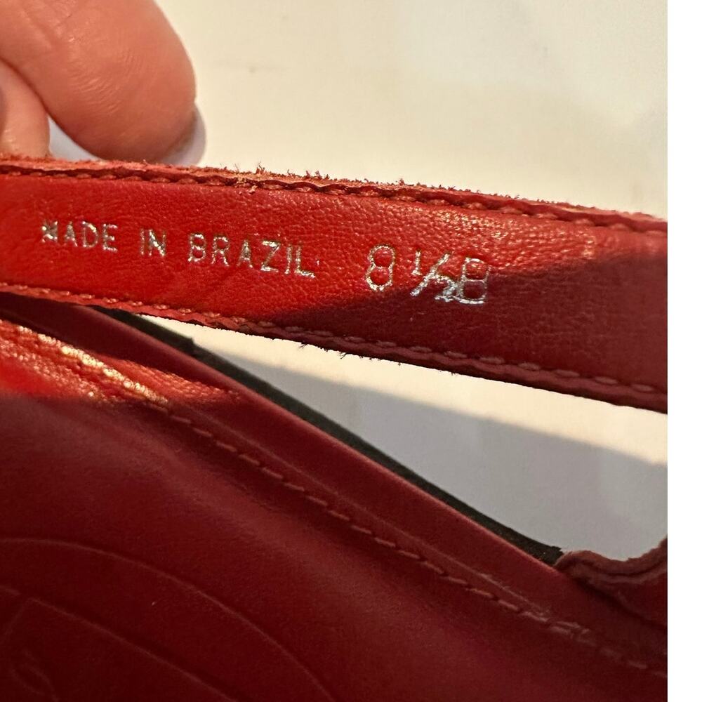 Talbots Leather T-Strap Flat Sandals Women’s 8.5B Red Classic Comfort Sandals - Picture 8 of 12